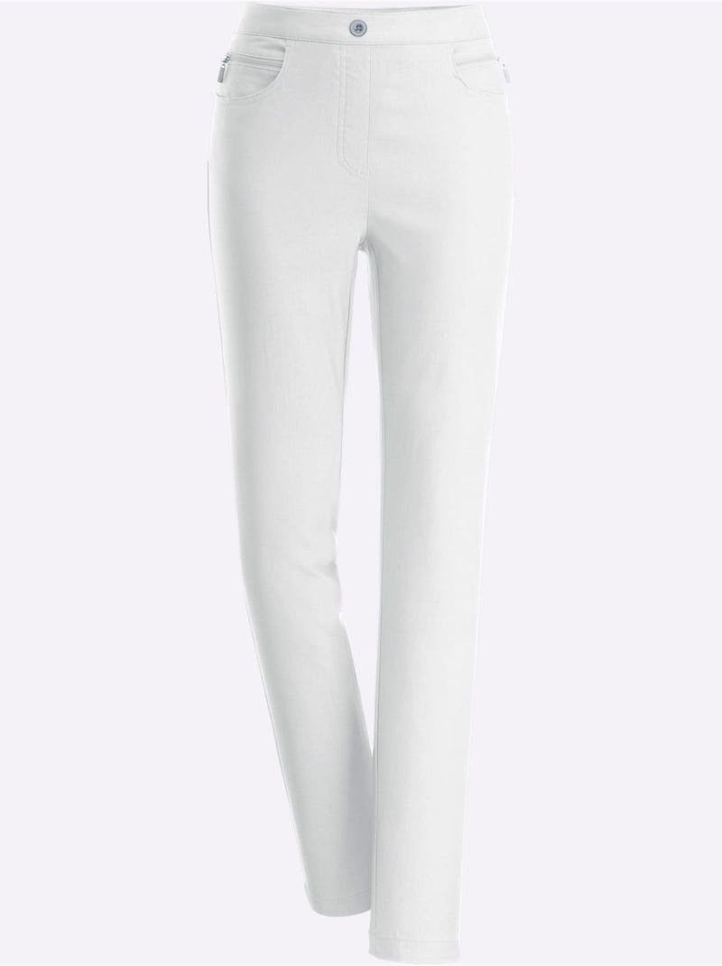 Pantalon extensible avec poches à glissière et ceinture élastique - taille standard - moda vilona Blanc - Kiabi
