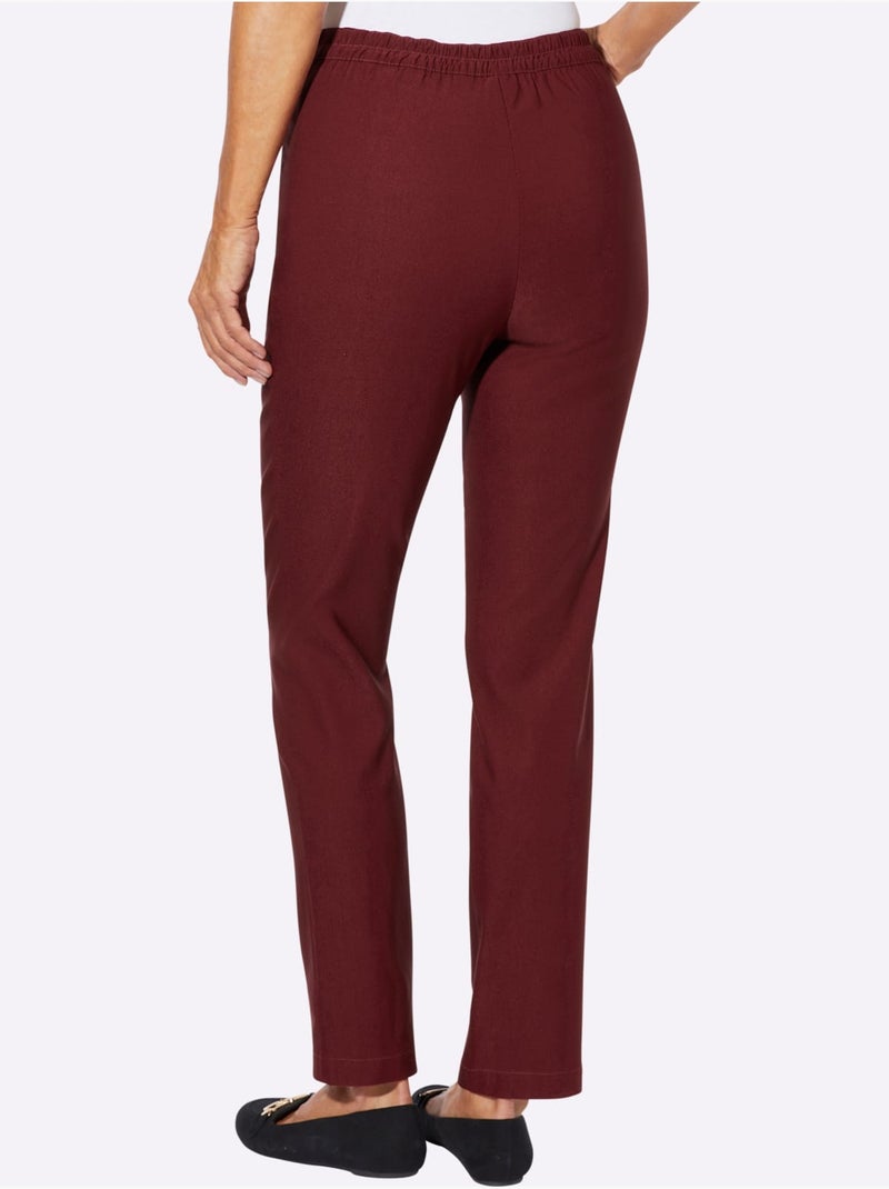 Pantalon extensible avec poches à glissière et ceinture élastique - Taille standard - Moda Vilona Bordeaux - Kiabi