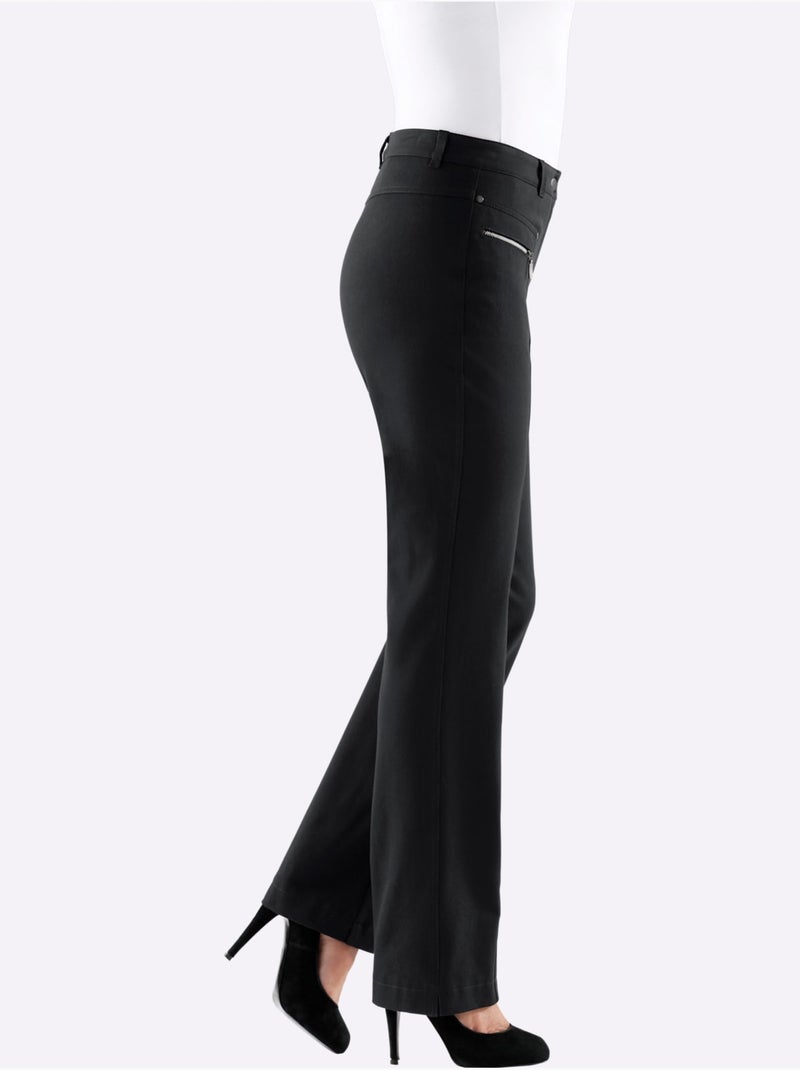 Pantalon extensible avec poches arrondies et ceinture intégrée - Taille standard - Witt Noir - Kiabi