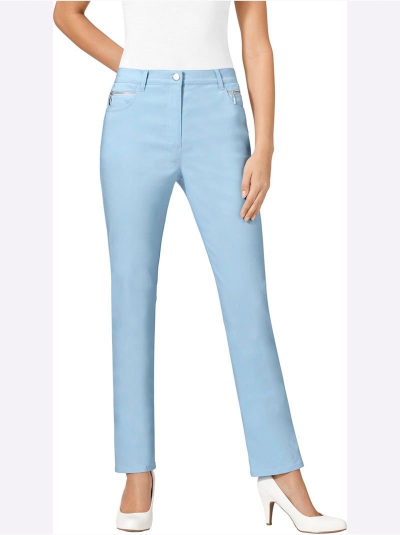 Pantalon extensible avec poches et ceinture intégrée - Taille courte - Witt Bleu - Kiabi