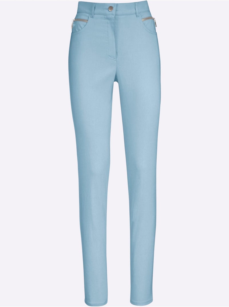 Pantalon extensible avec poches et ceinture intégrée - Taille courte - Witt Bleu - Kiabi