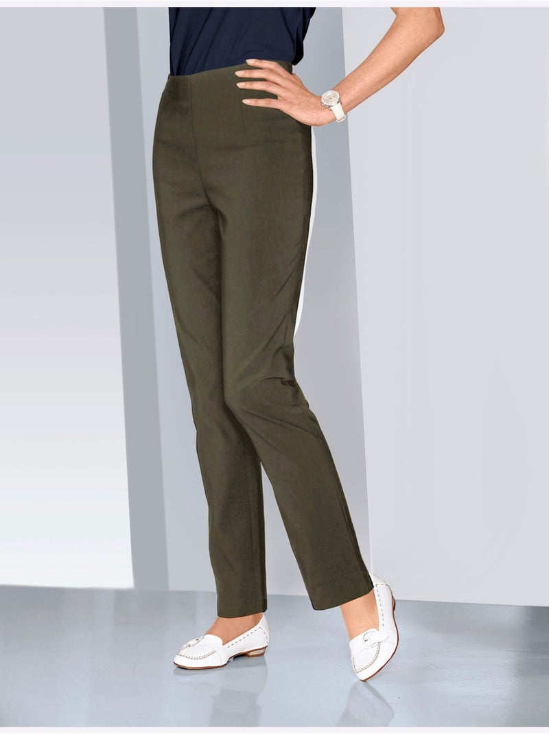 Pantalon Extensible Ceinture élastique Intégrée - Taille Courte - Witt Kaki - Kiabi