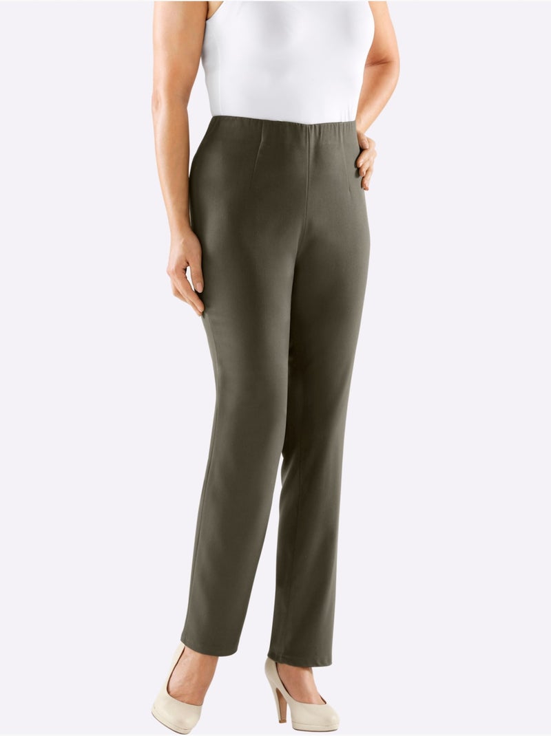 Pantalon Extensible Ceinture élastique Intégrée - Taille Extra Courte - Witt Kaki - Kiabi