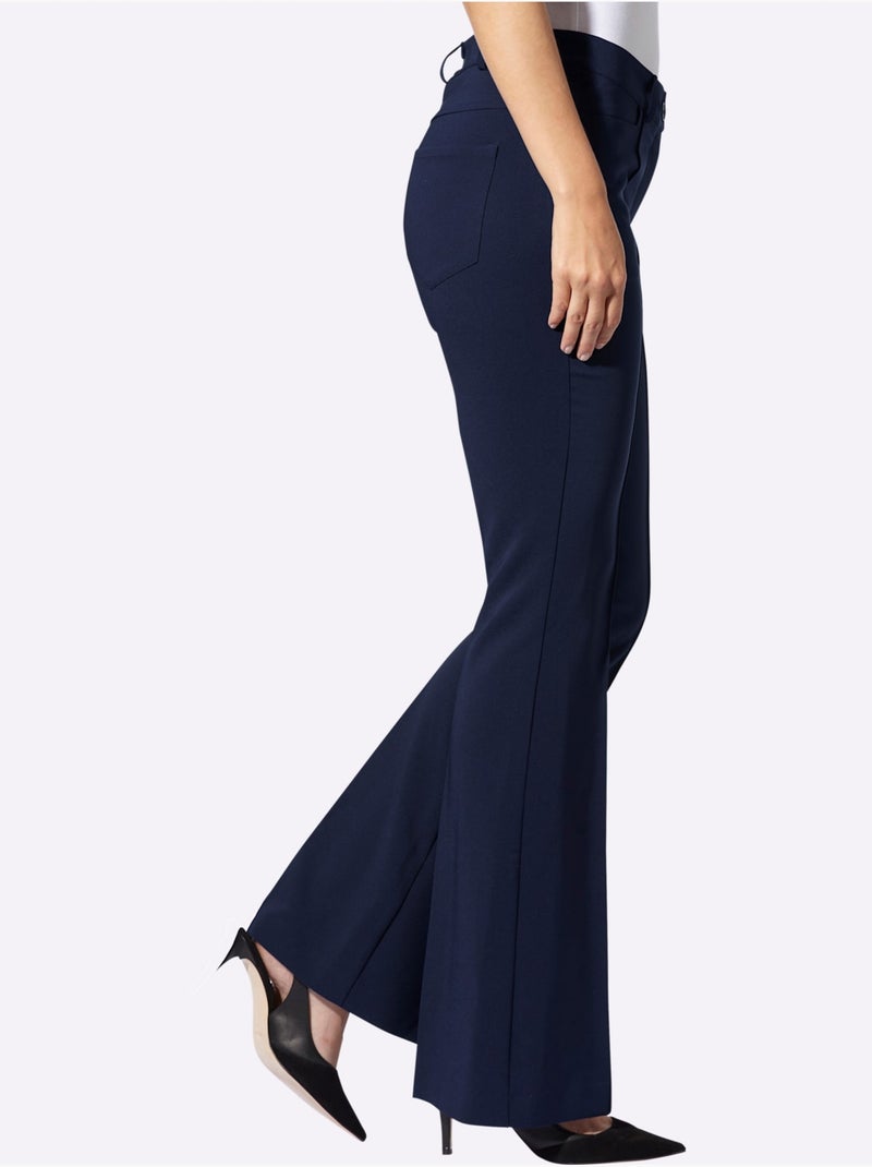Pantalon extensible coupe bootcut tendance - taille standard - helline Bleu marine - Kiabi