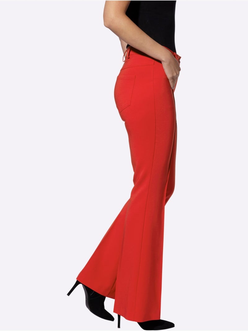 Pantalon extensible coupe bootcut tendance - taille standard - helline Rouge - Kiabi