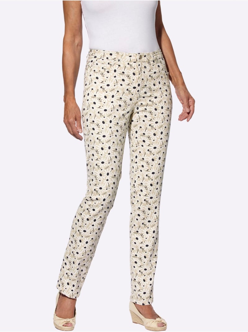 Pantalon Extensible Qualité Twill - Taille Standard - Moda Vilona Bleu Beige - Kiabi