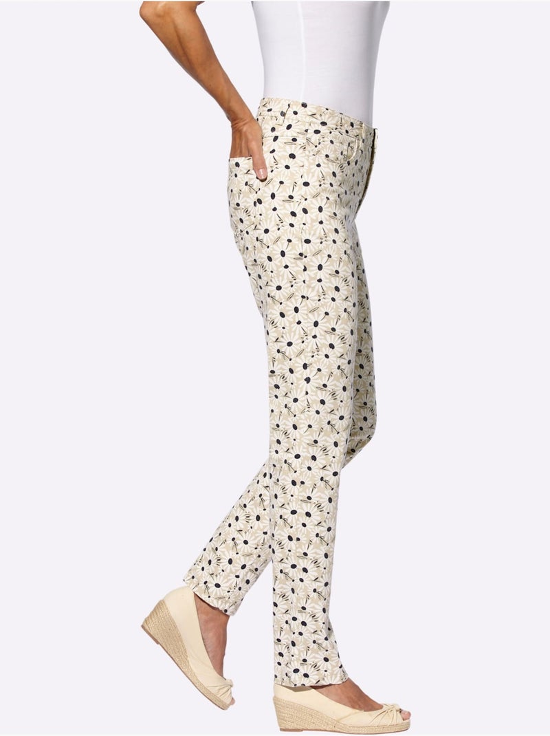 Pantalon Extensible Qualité Twill - Taille Standard - Moda Vilona Bleu Beige - Kiabi