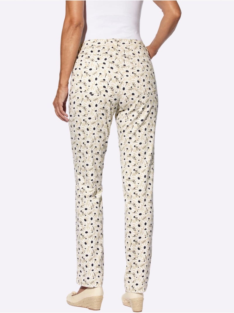 Pantalon Extensible Qualité Twill - Taille Standard - Moda Vilona Bleu Beige - Kiabi