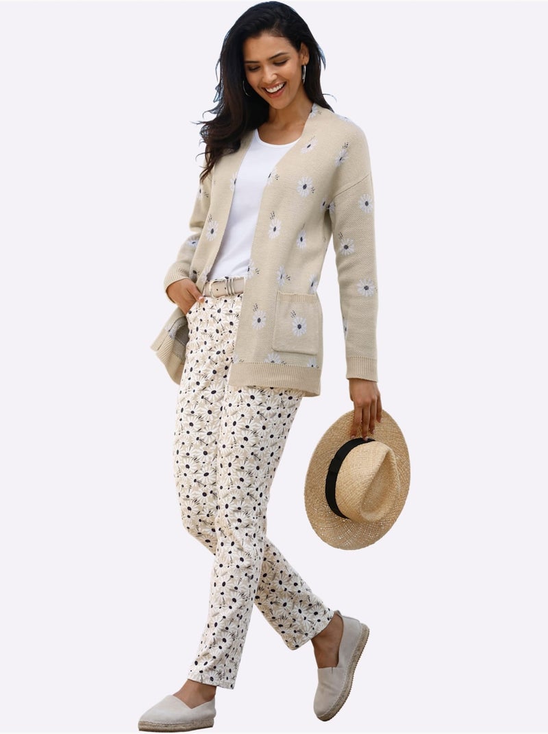 Pantalon Extensible Qualité Twill - Taille Standard - Moda Vilona Bleu Beige - Kiabi