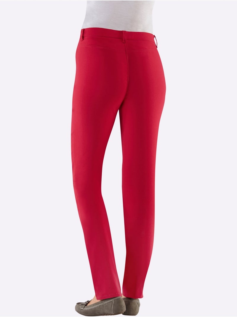 Pantalon extensible slim avec poches zippées et ceinture intégrée - Taille extra courte - Witt Rouge cerise - Kiabi