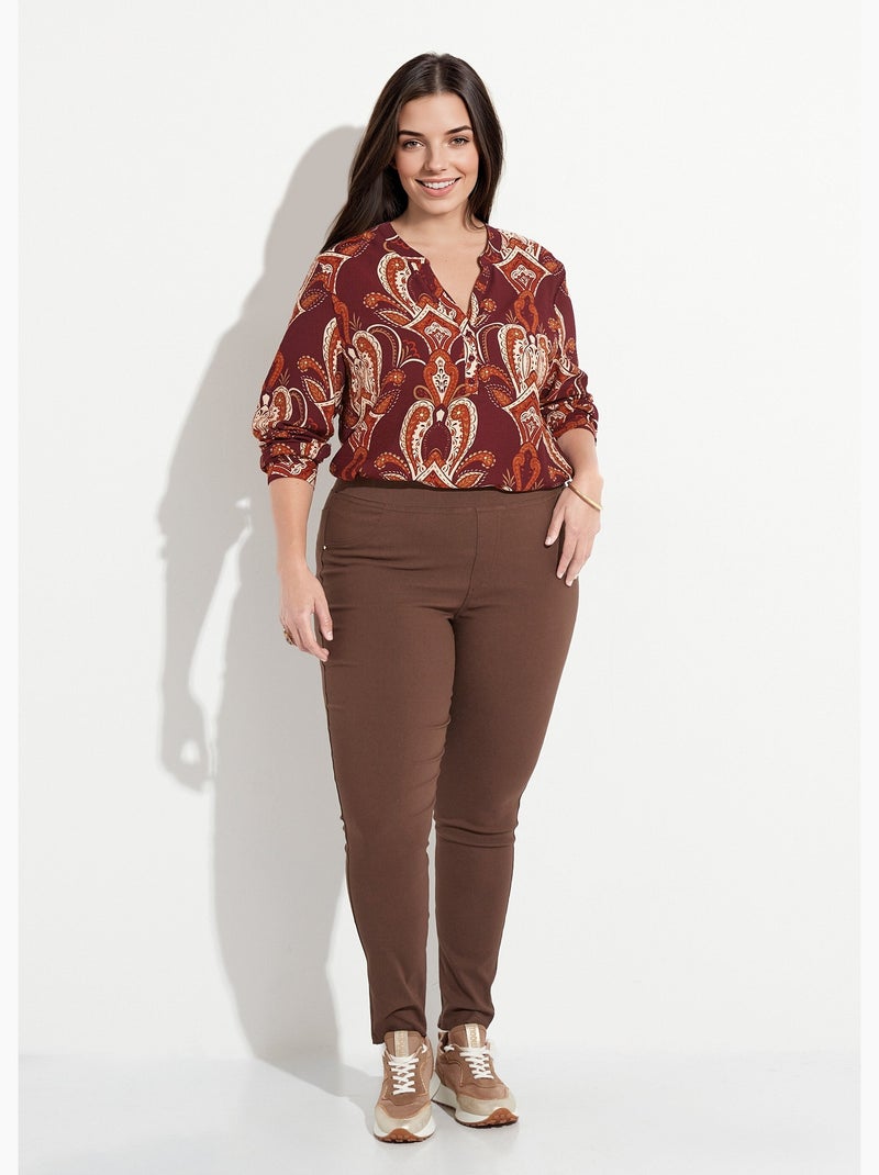 Pantalon extensible taille élastiquée - AFIBEL Marron - Kiabi