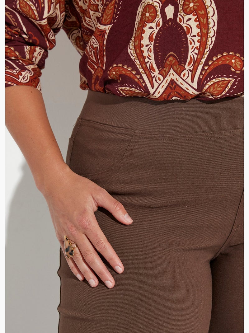 Pantalon extensible taille élastiquée - AFIBEL Marron - Kiabi