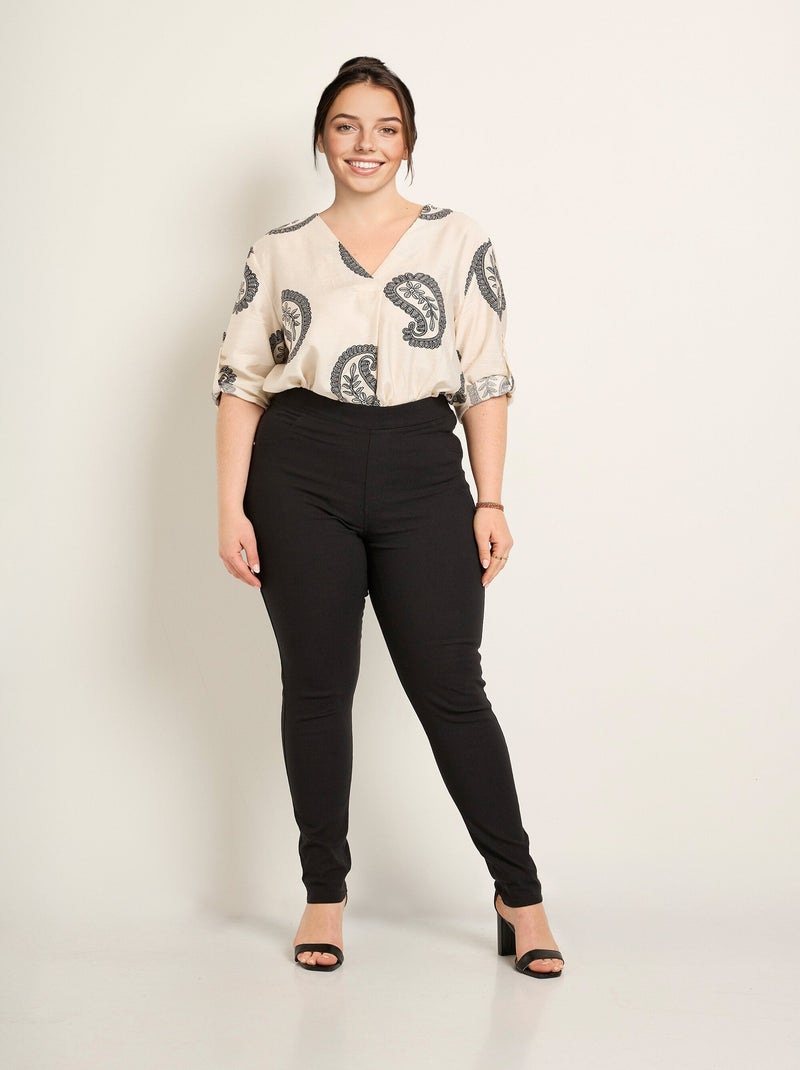 Pantalon extensible taille élastiquée - AFIBEL Noir - Kiabi
