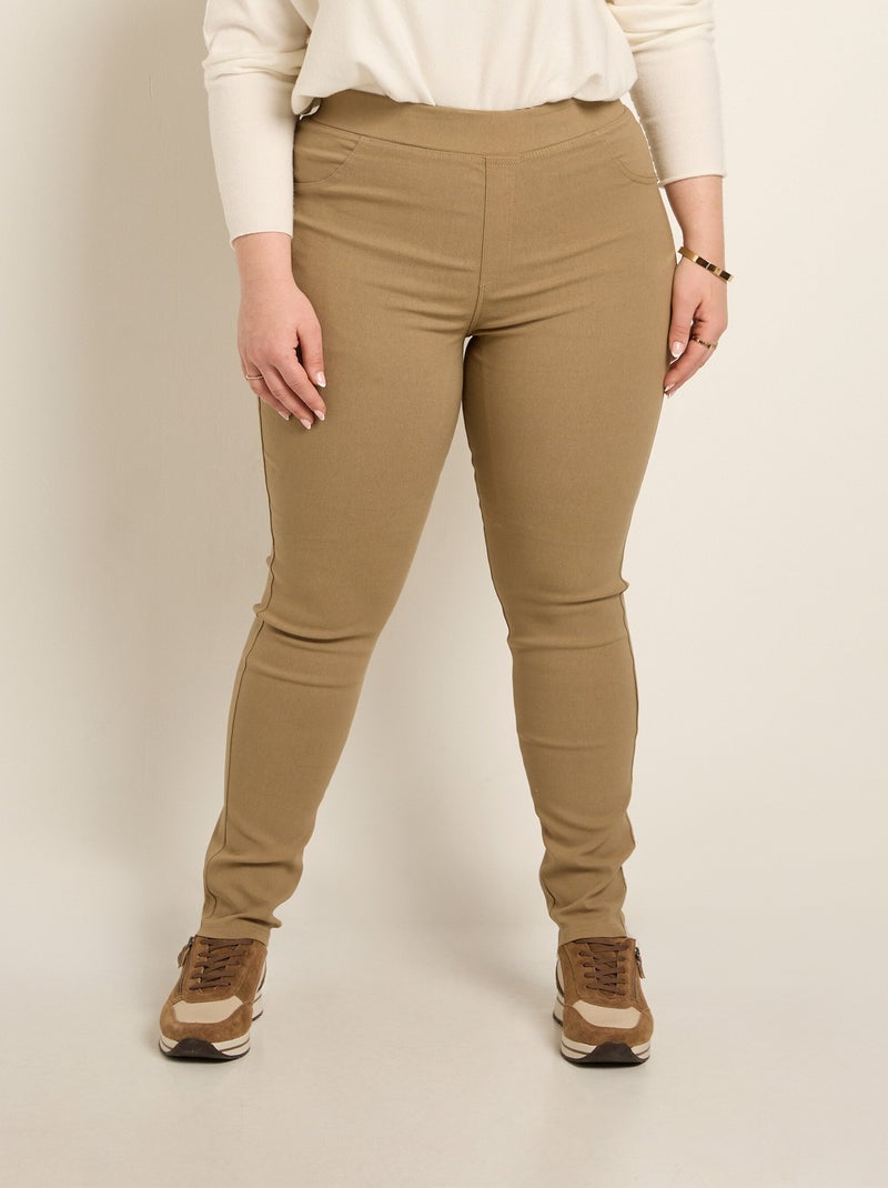 Pantalon extensible taille élastiquée Beige - Kiabi