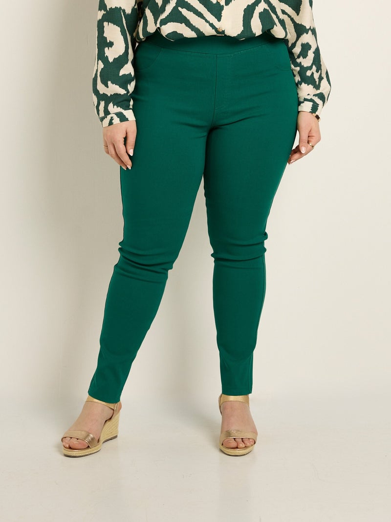 Pantalon extensible taille élastiquée Vert - Kiabi