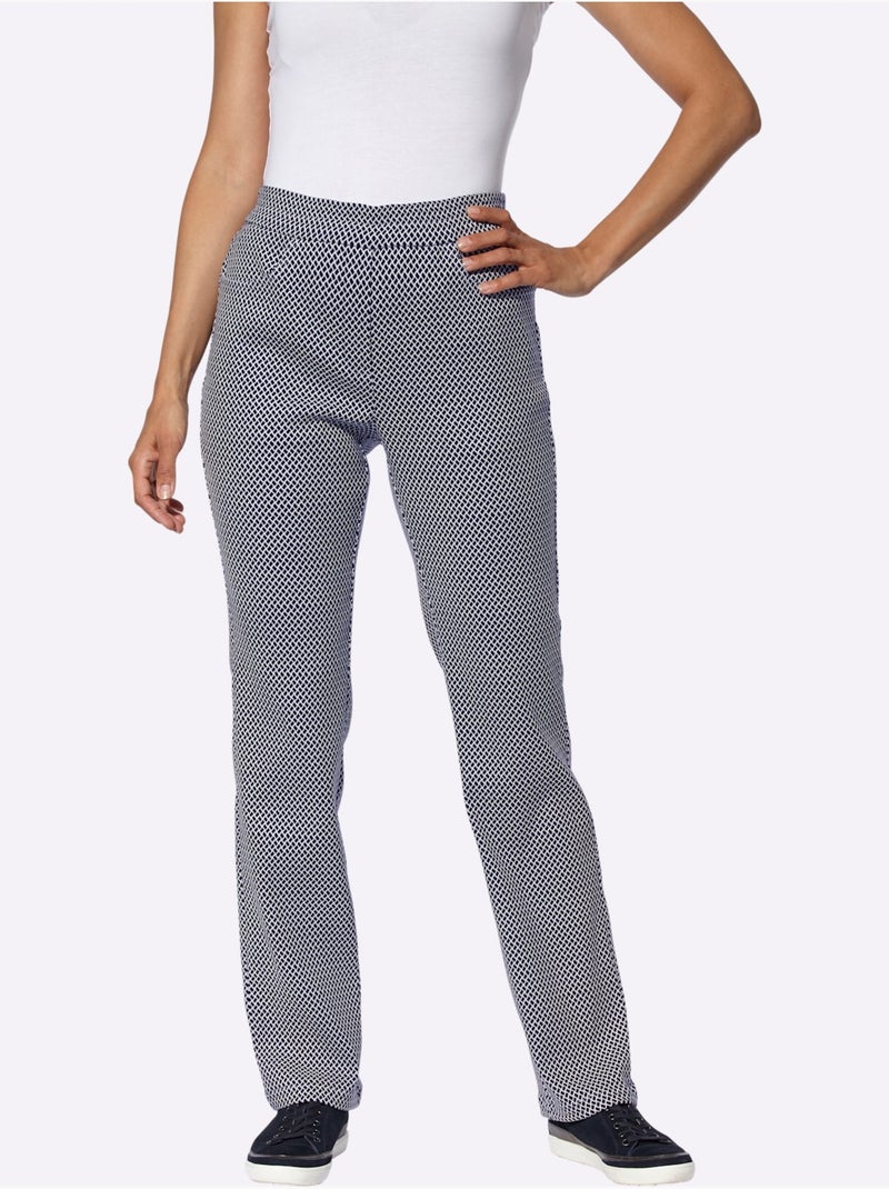 Pantalon Extensible Très élastique - Taille Courte - Witt Ecru/Marine - Kiabi