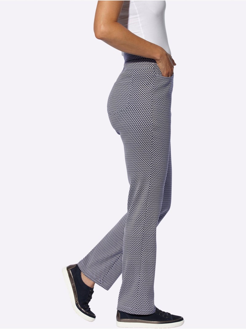 Pantalon Extensible Très élastique - Taille Courte - Witt Ecru/Marine - Kiabi