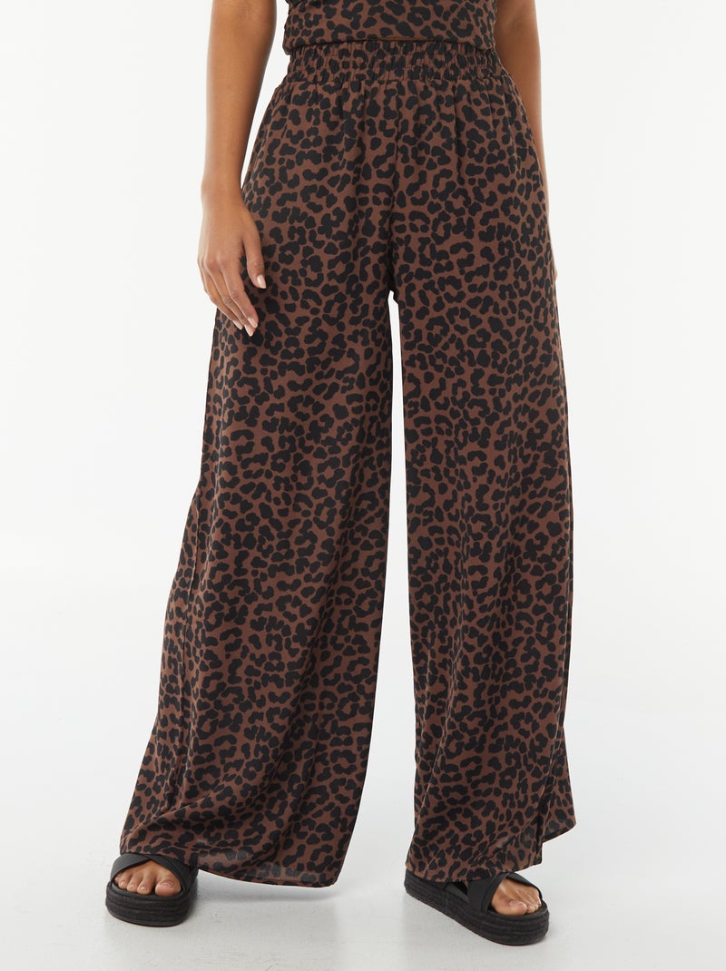 Pantalon extra-large en maille fluide Beige - Kiabi