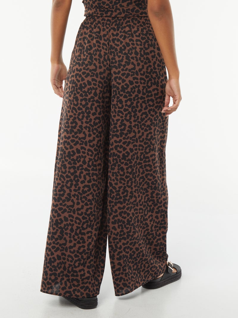 Pantalon extra-large en maille fluide Beige - Kiabi