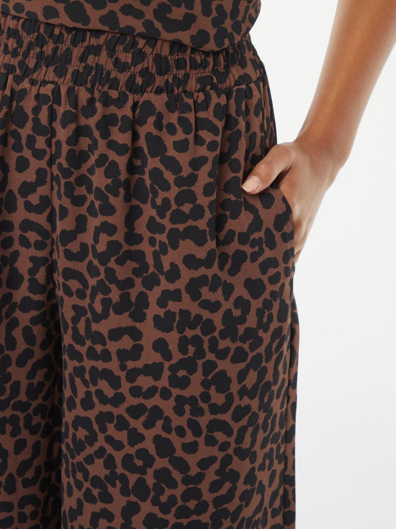 Pantalon extra-large en maille fluide Beige - Kiabi