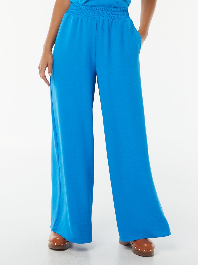 Pantalon extra-large en maille fluide Bleu - Kiabi