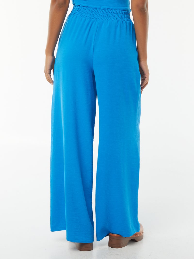Pantalon extra-large en maille fluide Bleu - Kiabi