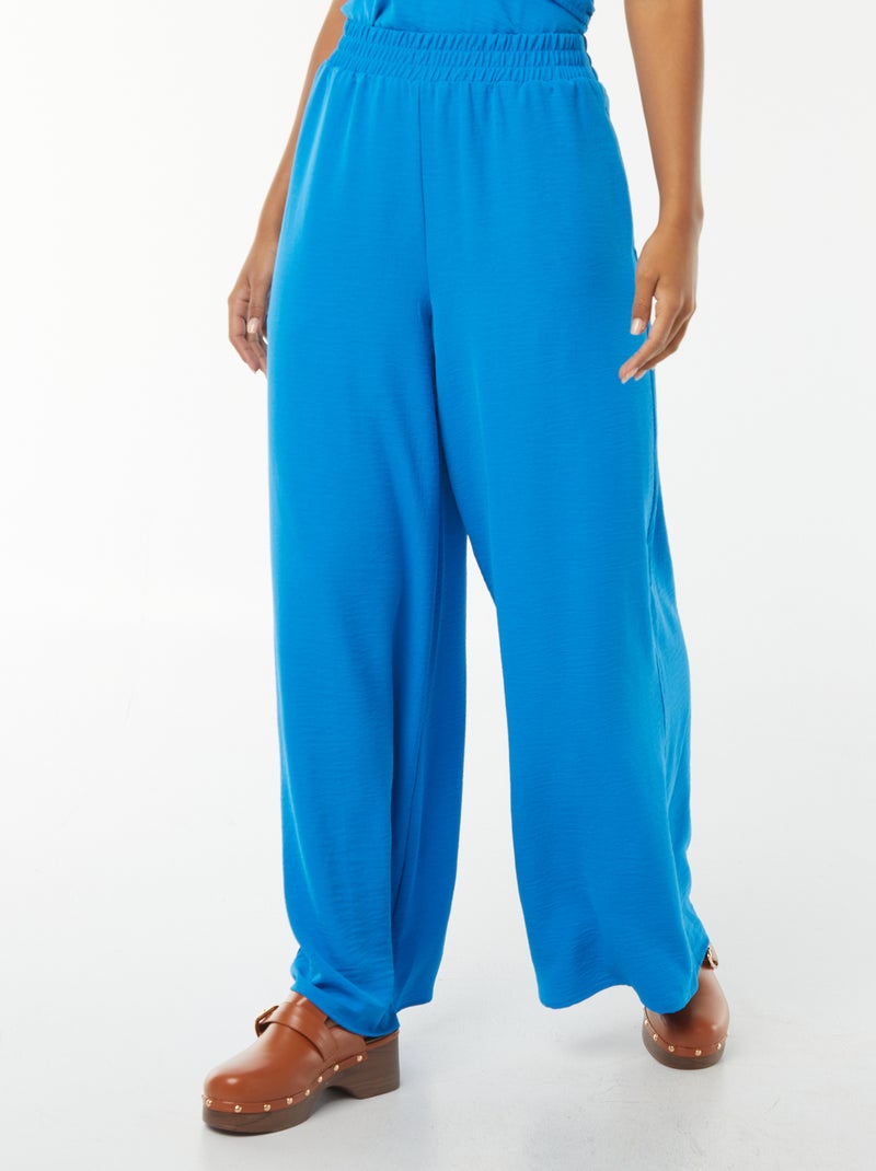 Pantalon extra-large en maille fluide Bleu - Kiabi