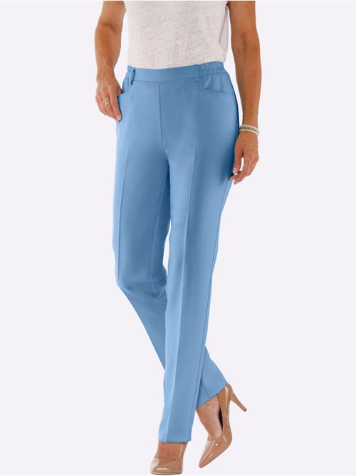 Pantalon féminin à ceinture élastique avec poches et plis repassés - Taille courte - Moda Vilona - Kiabi