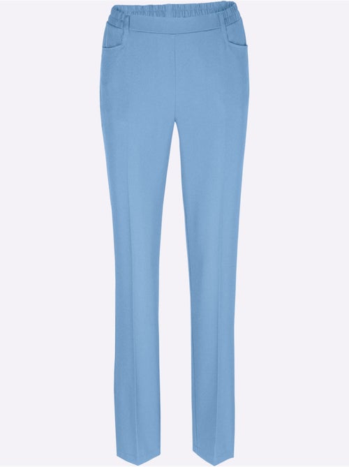 Pantalon féminin à ceinture élastique avec poches et plis repassés - Taille courte - Moda Vilona - Kiabi