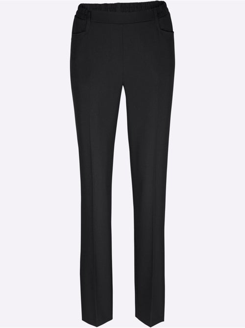 Pantalon féminin coupe droite avec ceinture élastique et poches - Taille courte - Moda Vilona - Kiabi Pantalon féminin coupe droite avec ceinture élastique et poches - Taille courte - Moda Vilona - Kiabi