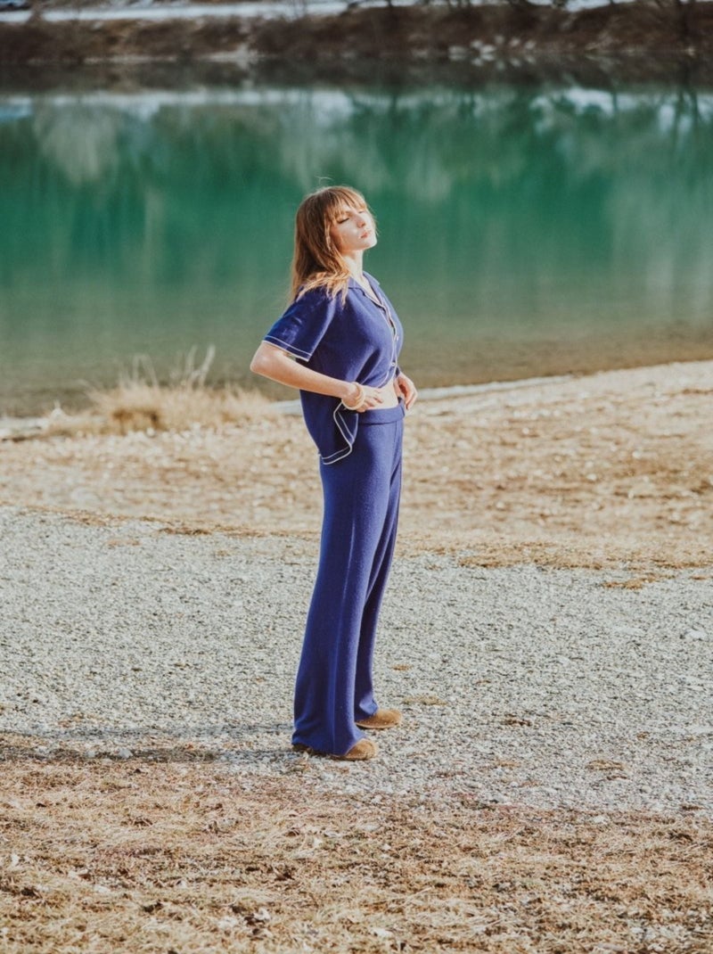 Pantalon femme 100% cachemire déjaugé - AVA 15 Bleu nuit - Kiabi