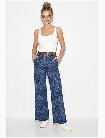 Pantalon femme à ceinture jambe large lucci