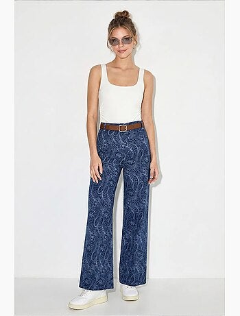 Pantalon femme à ceinture jambe large lucci