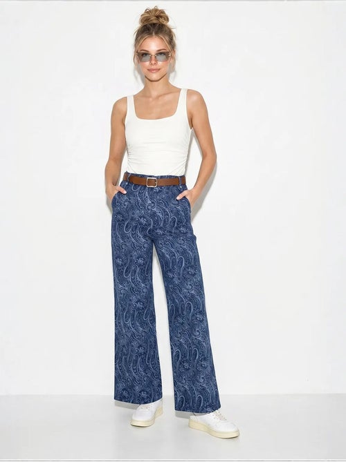 Pantalon femme à ceinture jambe large lucci - Kiabi Pantalon femme à ceinture jambe large lucci - Kiabi