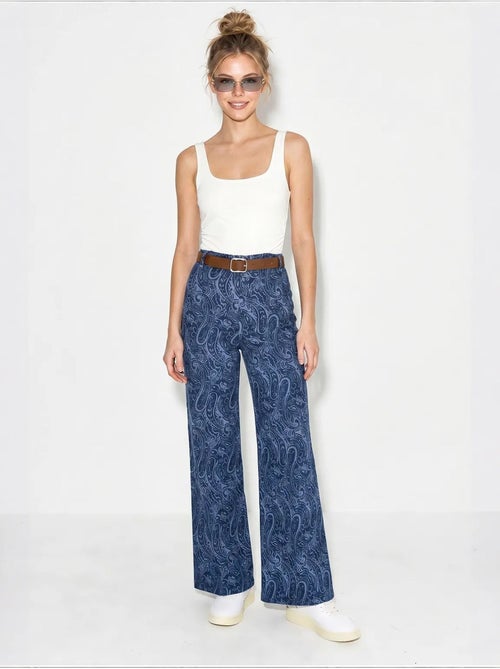 Pantalon femme à ceinture jambe large lucci - Kiabi Pantalon femme à ceinture jambe large lucci - Kiabi