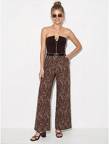Pantalon femme à ceinture jambe large lucci