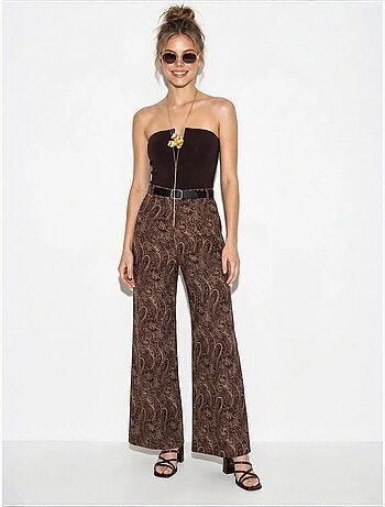 Pantalon femme à ceinture jambe large lucci