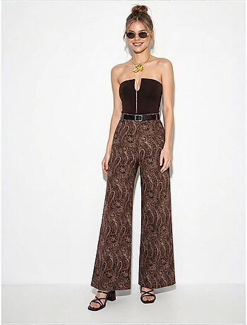 Pantalon femme à ceinture jambe large lucci