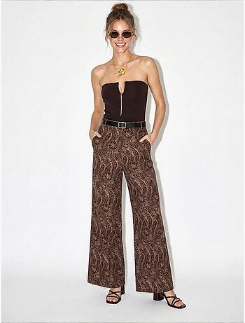 Pantalon femme à ceinture jambe large lucci
