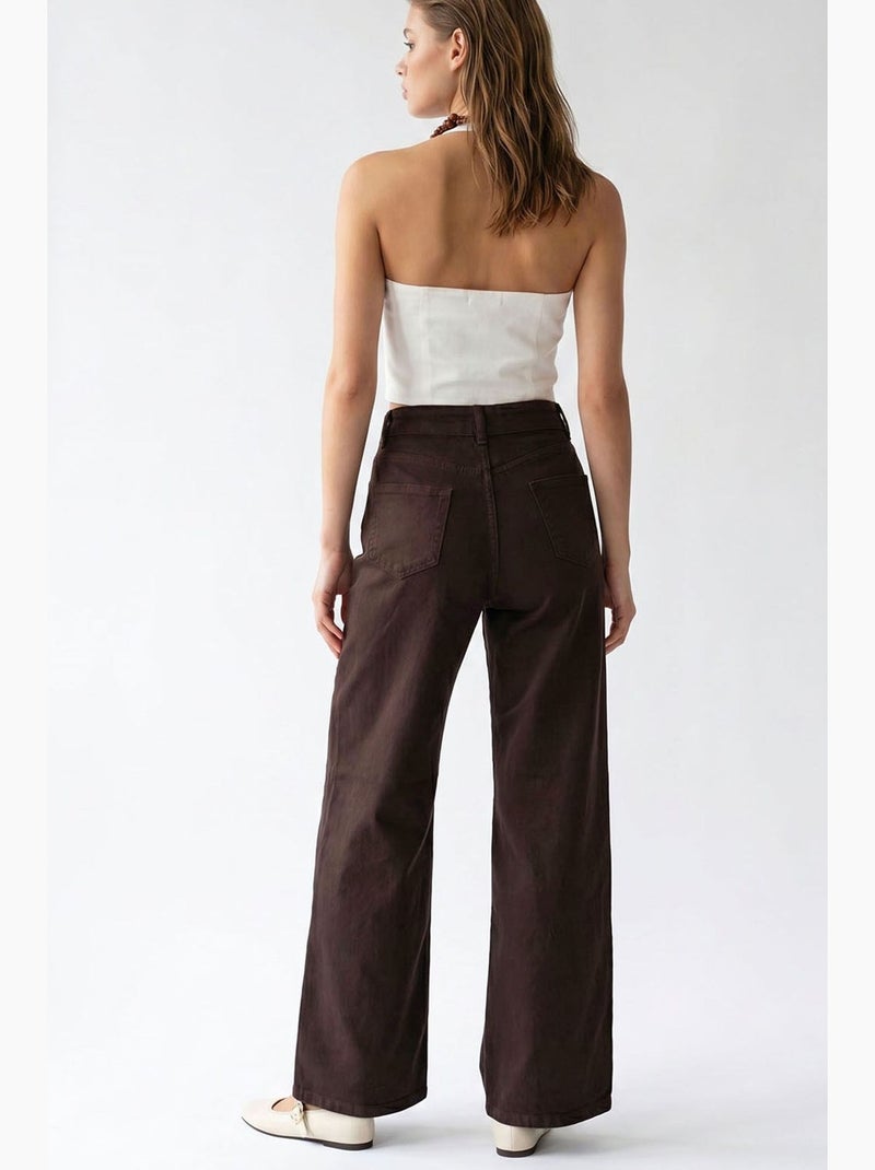 Pantalon femme à jambe droite mixray Marron chocolat - Kiabi