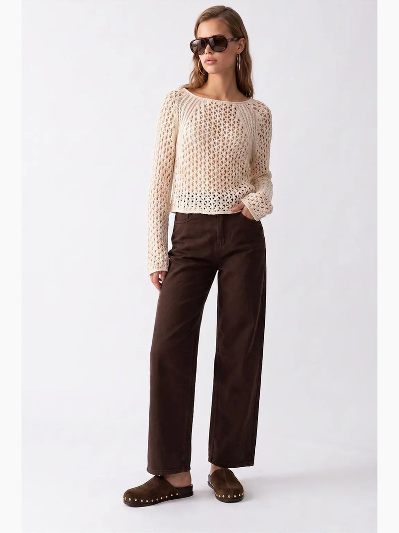 Pantalon femme à jambe droite mixray Marron - Kiabi