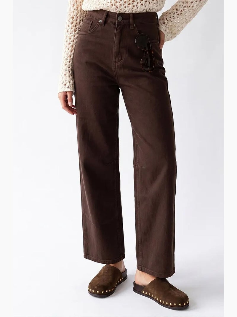 Pantalon femme à jambe droite mixray Marron - Kiabi