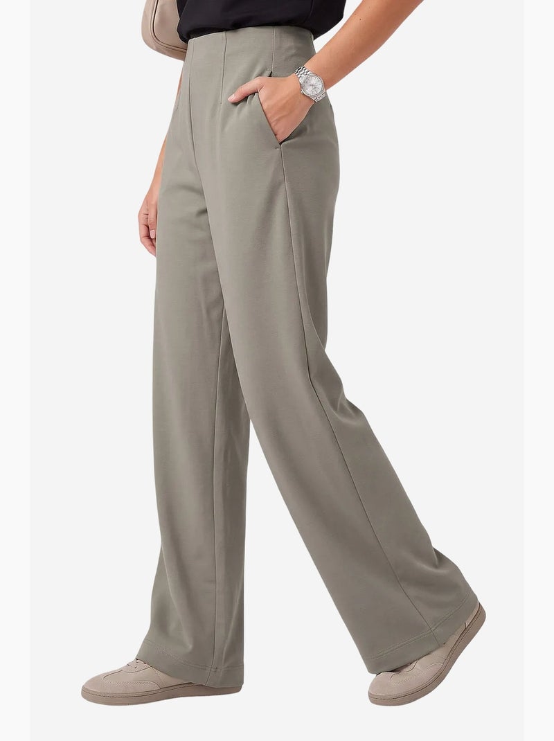 Pantalon femme à jambe droite tommy Kaki - Kiabi