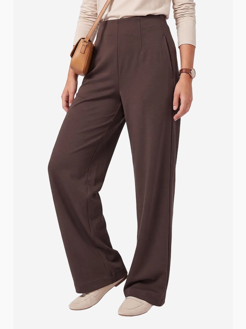Pantalon femme à jambe droite tommy Marron chocolat - Kiabi