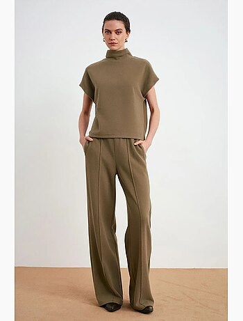 Pantalon femme à jambes larges et taille élastique dilvin