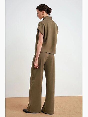 Pantalon femme à jambes larges et taille élastique dilvin