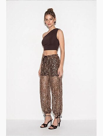 Pantalon femme à paillettes lucci