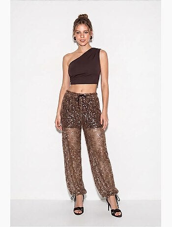 Pantalon femme à paillettes lucci