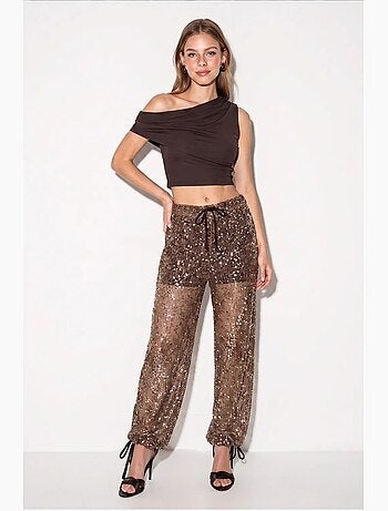 Pantalon femme à paillettes lucci
