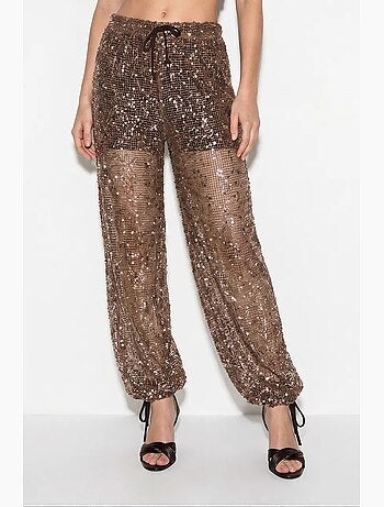 Pantalon femme à paillettes lucci